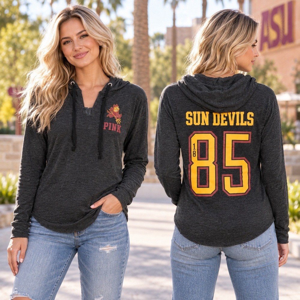 PINK Victoria's Secret Arizona State Sun Devils Hoodie Women XS Gray